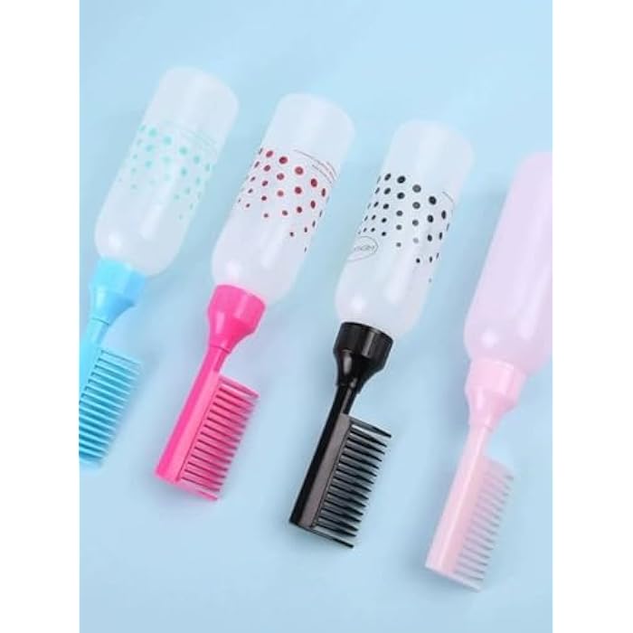 Hair Dye Bottle with Applicator Brush, Refillable Empty Dyeing Bottles, Coloring and Staining Tool, Hair Styling Tools (Black) - Image 3